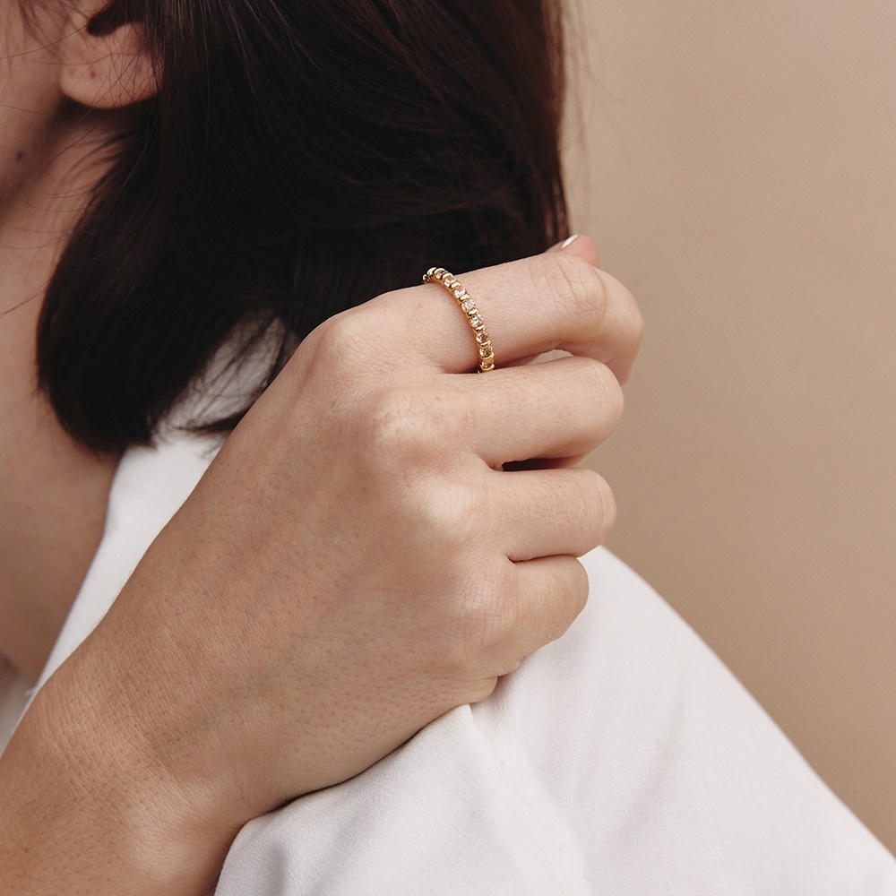 ◇HYERES LOR◇ Essence Silver (Y) Tennis Ring 2.5mm Champagn