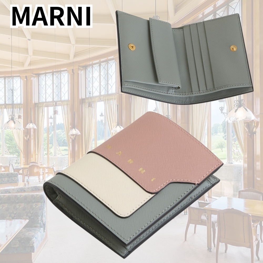 MARNI*気品溢れる*ライトピンク サフィアーノレザー二つ折り財布