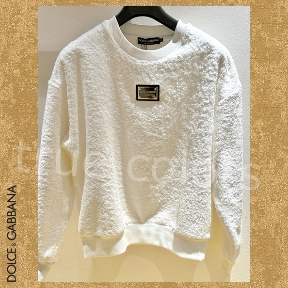 DOLCE&GABBANA ロゴプレート コットンパイル地 スウェットシャツ