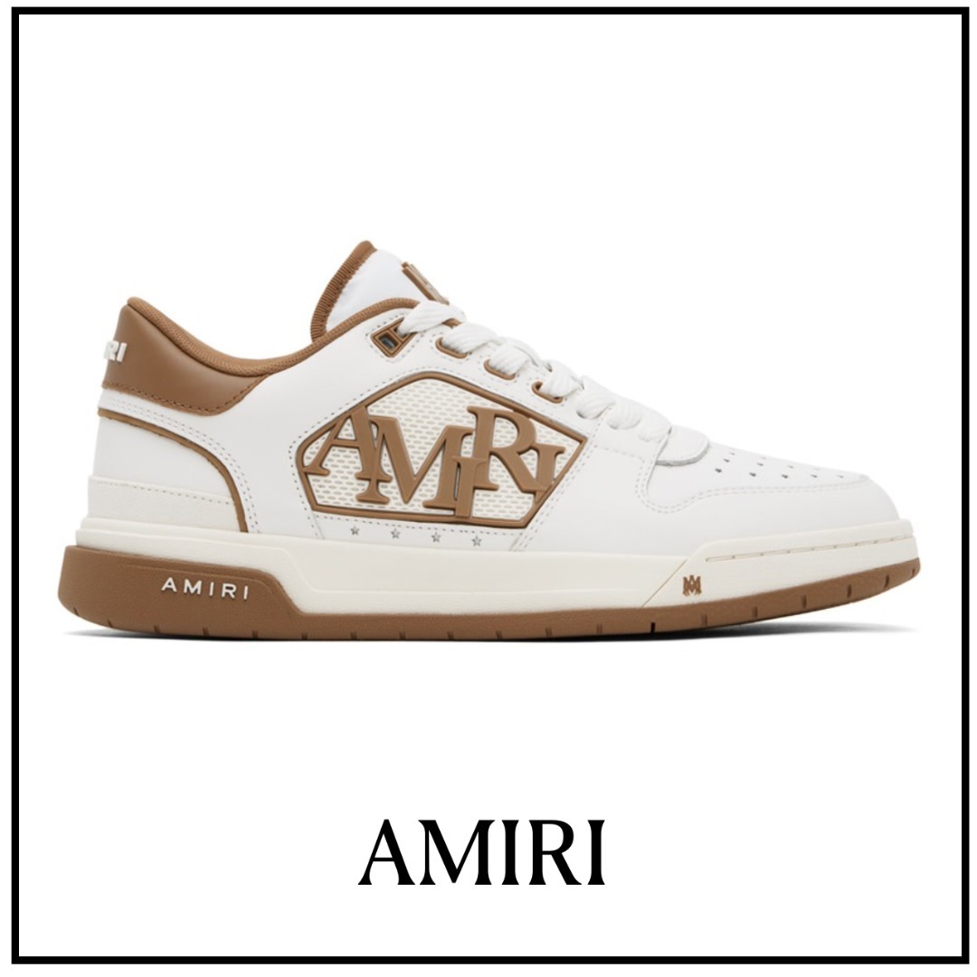 【AMIRI】ホワイト＆ブラウン Classic ローカットスニーカー
