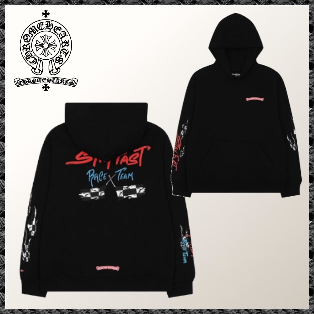 コラボ品◆CHROME HEARTS◆ステイファースト 黒 フード パーカー