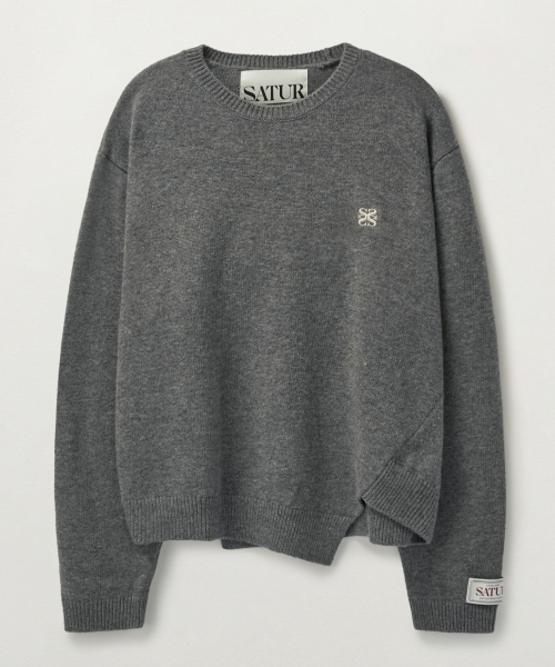ニット・セーター SATUR Dublin unbalanced cashmere blend knit classic charcoal