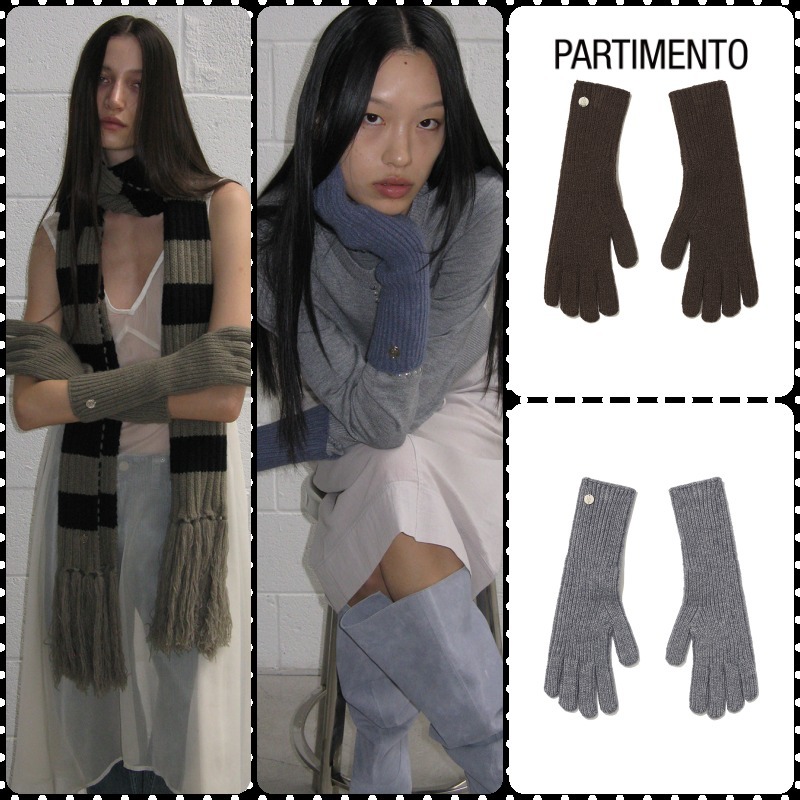 【PARTIMENTO】★RIBBED FINGER HOLE KNIT GLOVES★4 COLOR