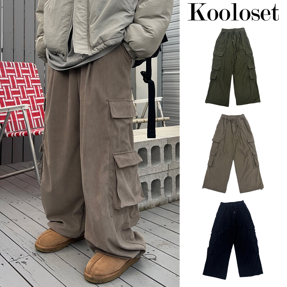 【KOOLOSET】Corduroy Double Cargo Pants
