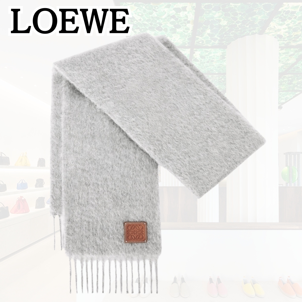 LOEWE*スタイルを格上げ*ライトグレー マフラー モヘア＆ウール