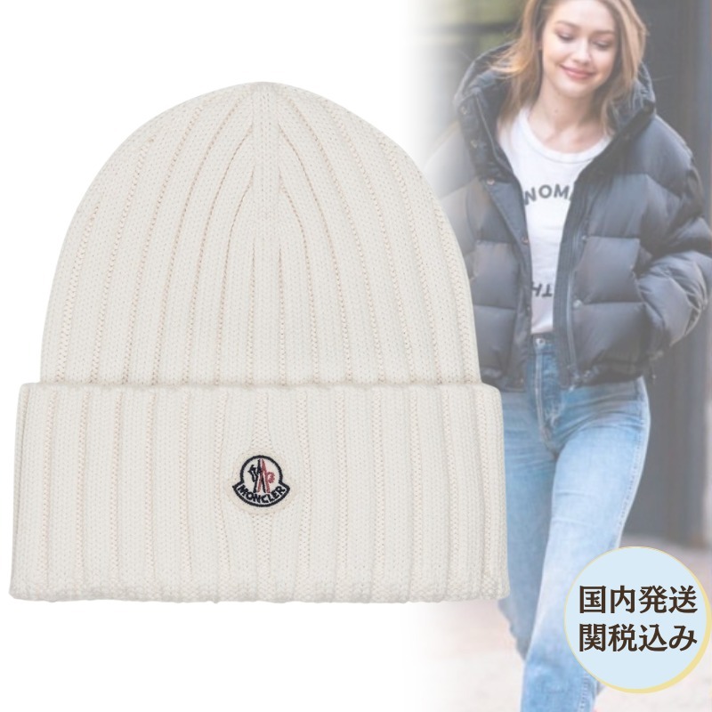 MONCLER モンクレール ニット帽 ロゴパッチ ウール 関税込