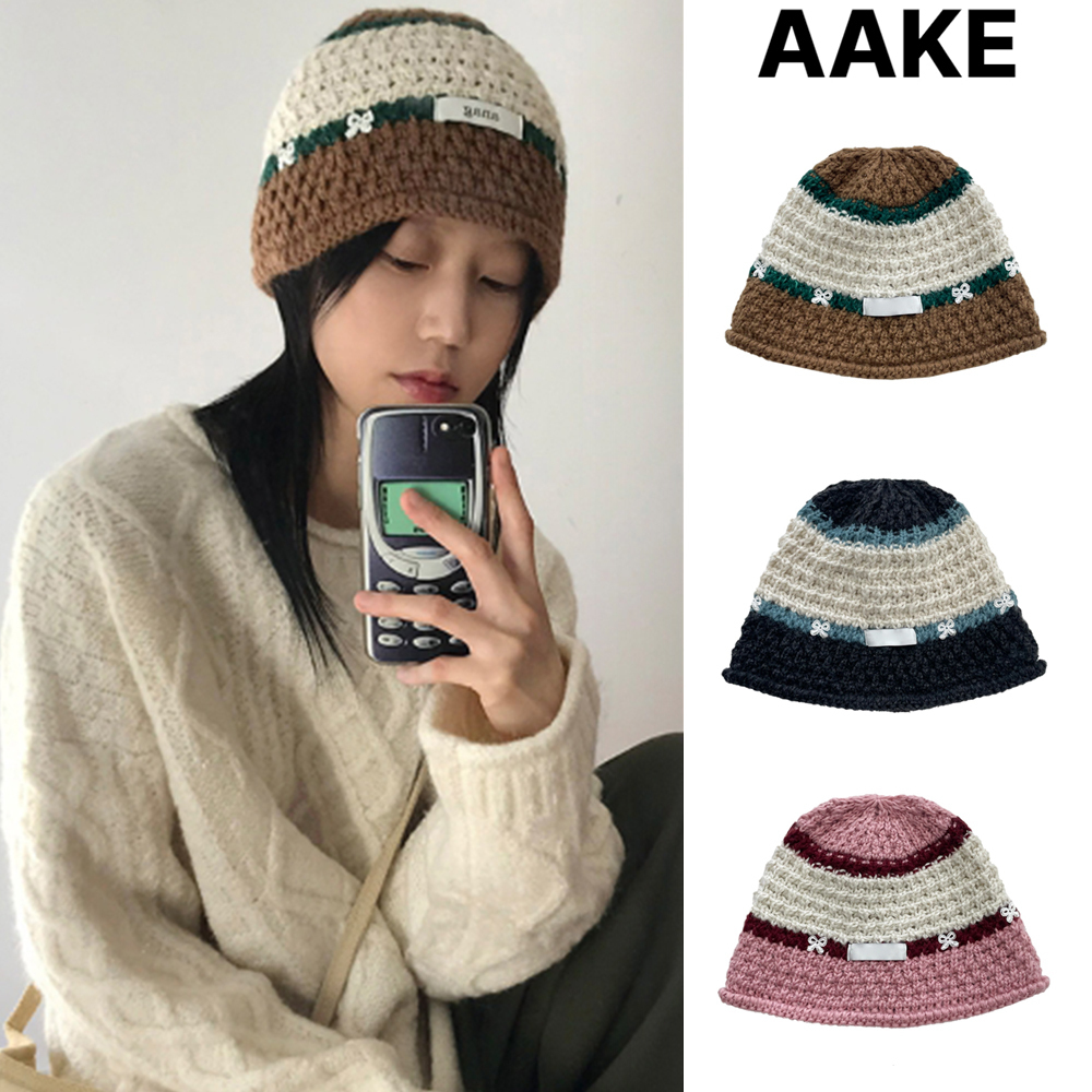 【AAKE】RIBBON KNITTING BUCKET HAT