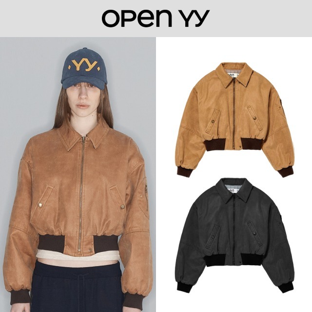 【OPEN YY】24FW PAPER LIKE CROP BOMBER (2COLORS)