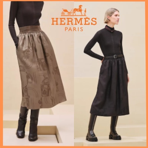 ◆シックでエレガント◆HERMES プリントスモックスカート