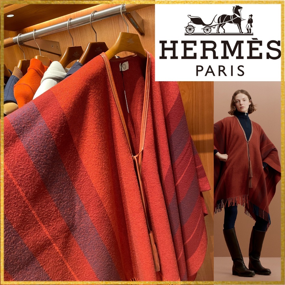 【上品な大人の魅力♪】HERMES ポンチョ 《ロカバール》