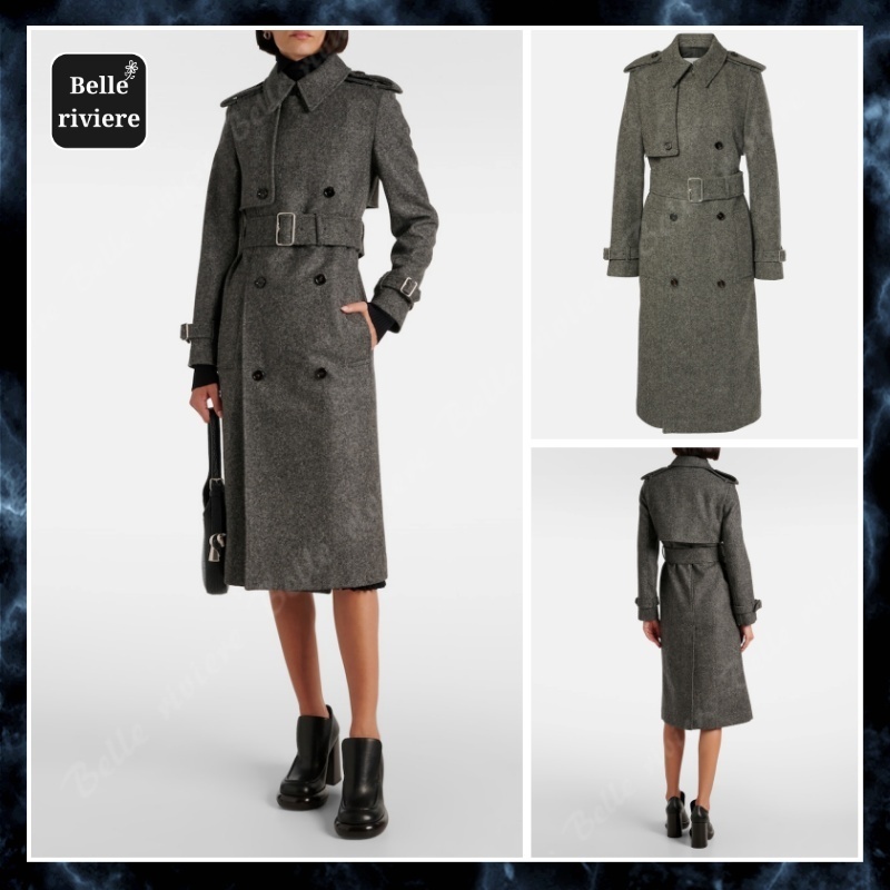 24AW new/Burberry ウールトレンチコート TrenchCoat Gray