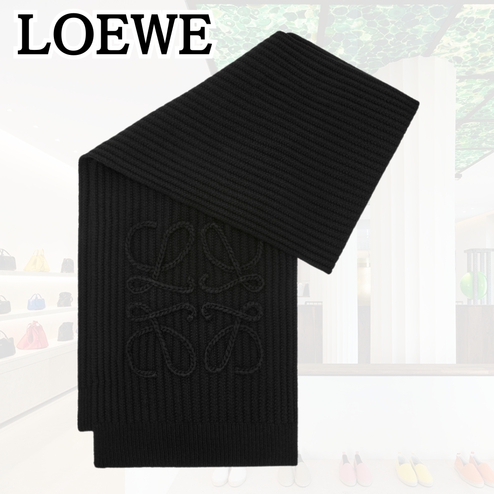 LOEWE*最高のスタイル*アナグラム ブラック マフラー ウール