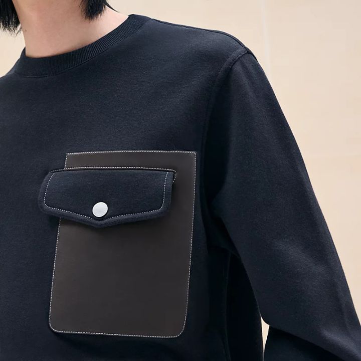 HERMES《胸ポケが可愛い♪》スウェットシャツ ラウンドネック