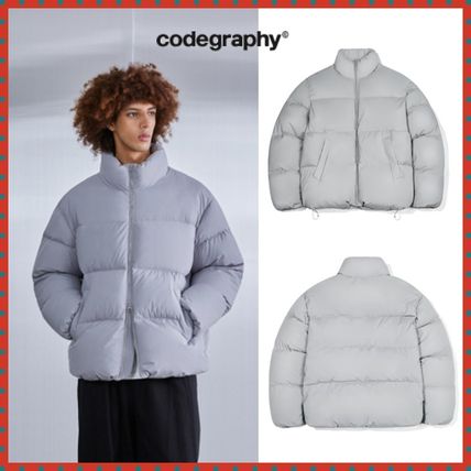 ダウンジャケット・コート codegraphy High neck rich pocket padded jumper cool gray ☆【CODE GRAPHY】☆HIGH-NECK RICH POCKET PADDED JUMPE.R☆