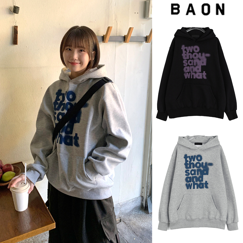 【BAON】[unisex] Dokiri Lettering Brushed Hoodie