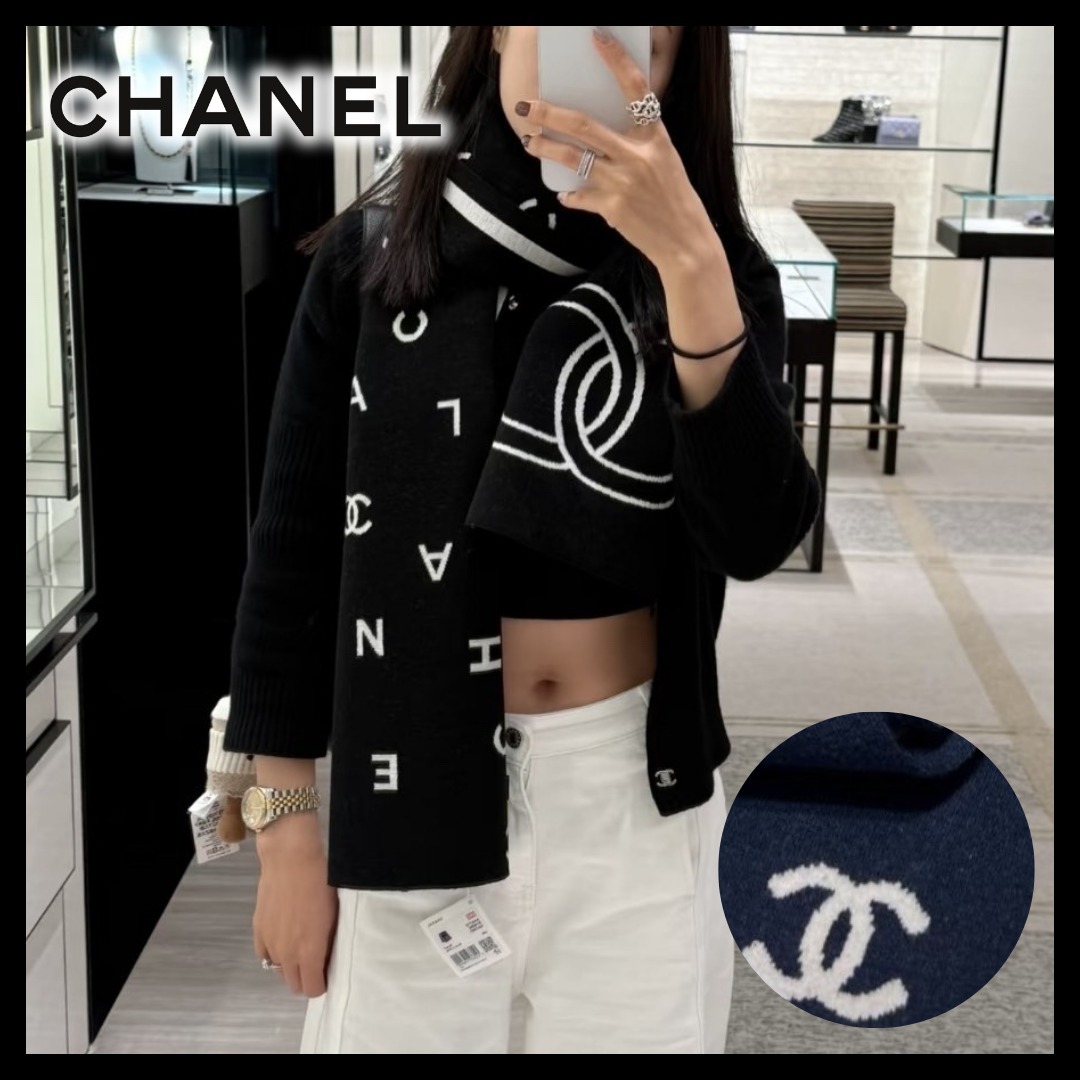 【リバーシブル◆両面とも可愛い♪】CHANEL マフラー スカーフ