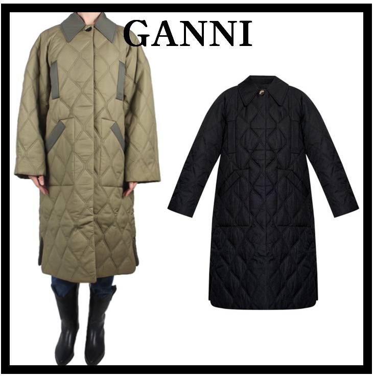 ☆関税込☆GANNI★ガニー キルト ラグラン ミディ コート★