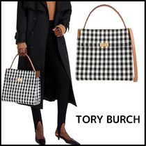 【TORY BURCH】ツイル トートバッグ ギンガム柄＊関税送料込み