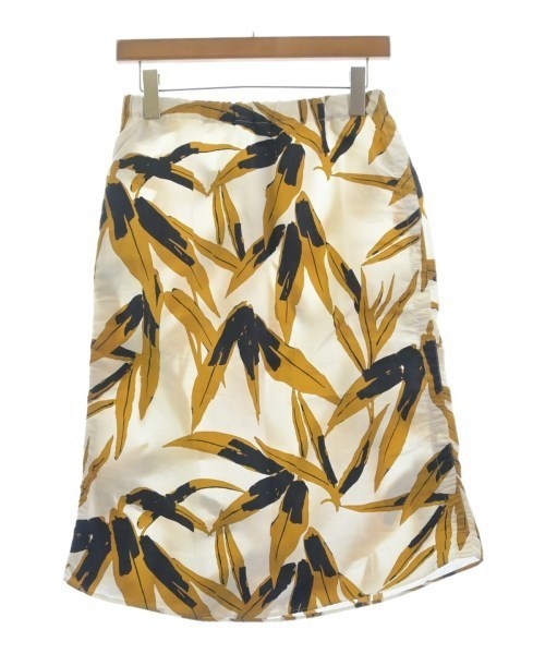 MARNI マルニ ひざ丈スカート 白x茶x黒(総柄) 2108424N0046