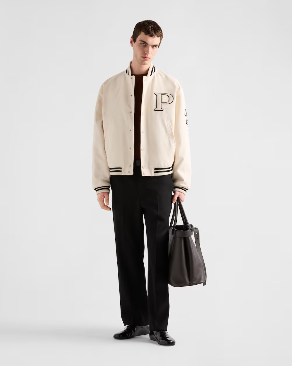 《送料無料》PRADA Cotton bomber jacket with patch