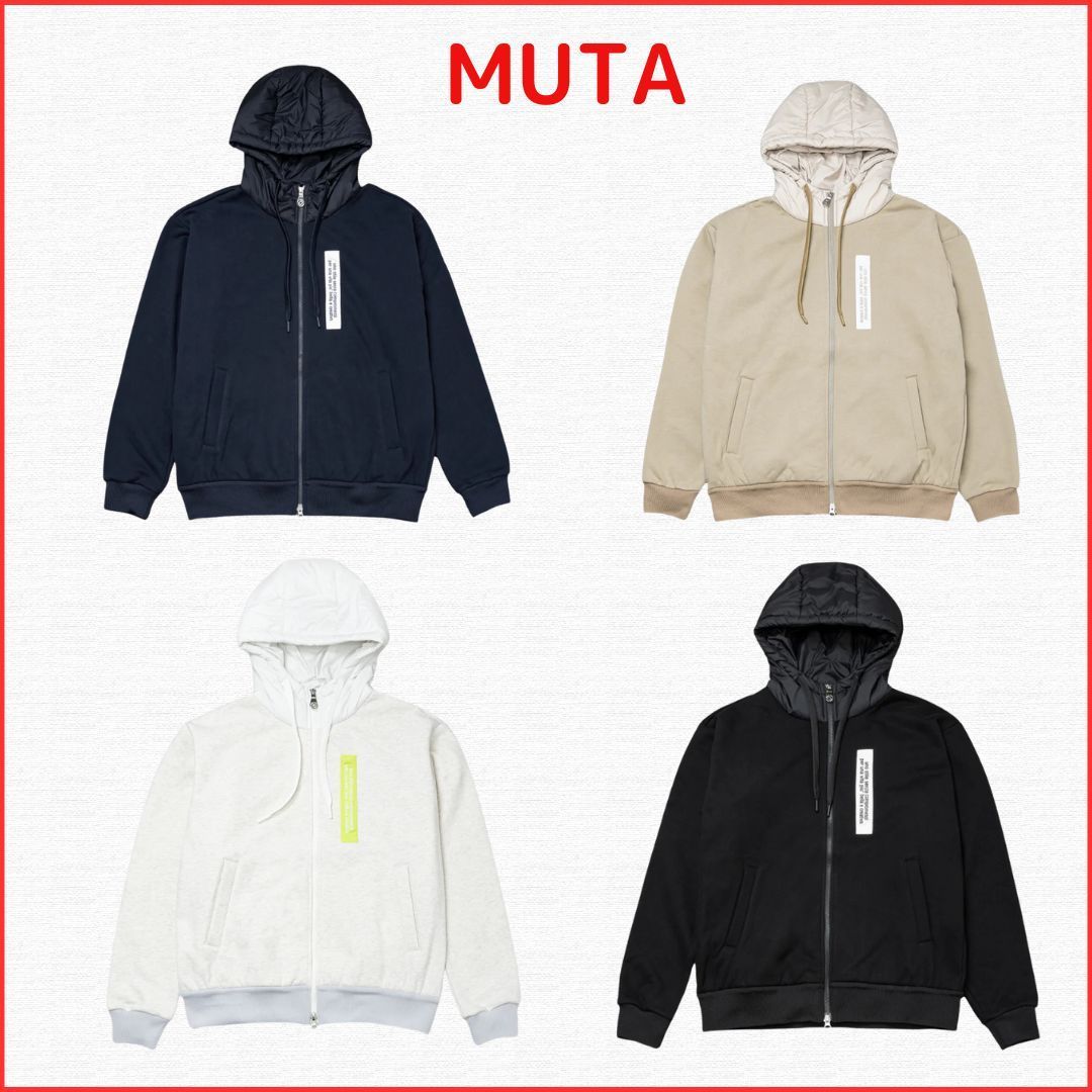 国内発送【muta MARINE】パディングフード ジップアップパーカー