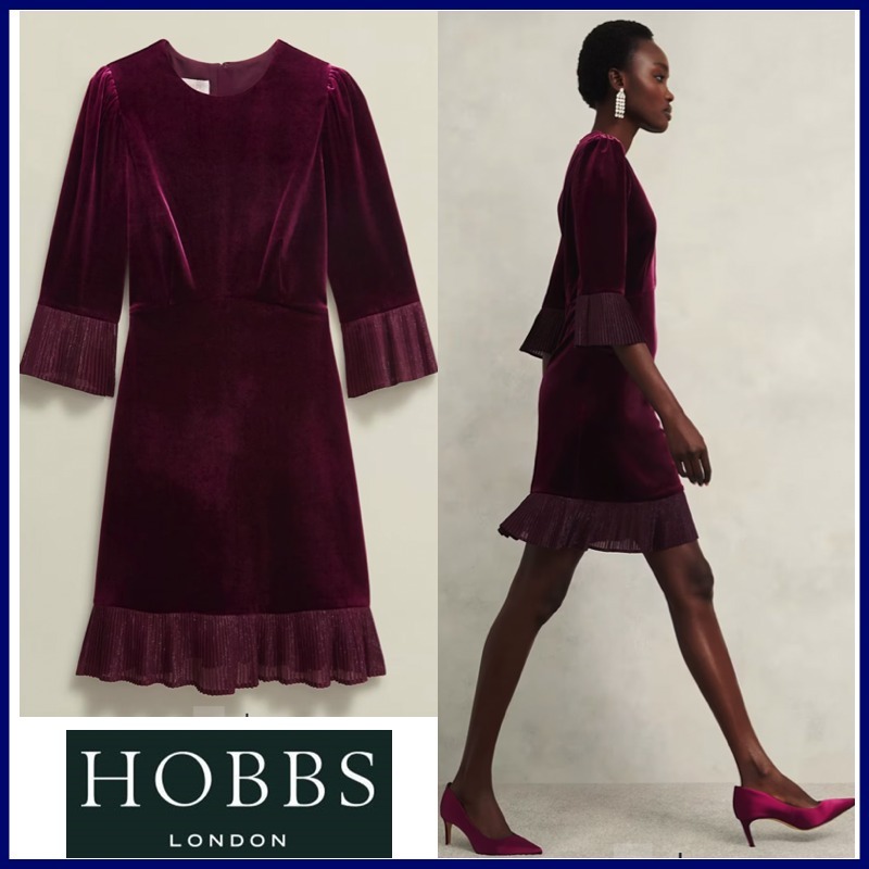 パーティーに♪【HOBBS】ベロアワンピース◇大人ボルドー