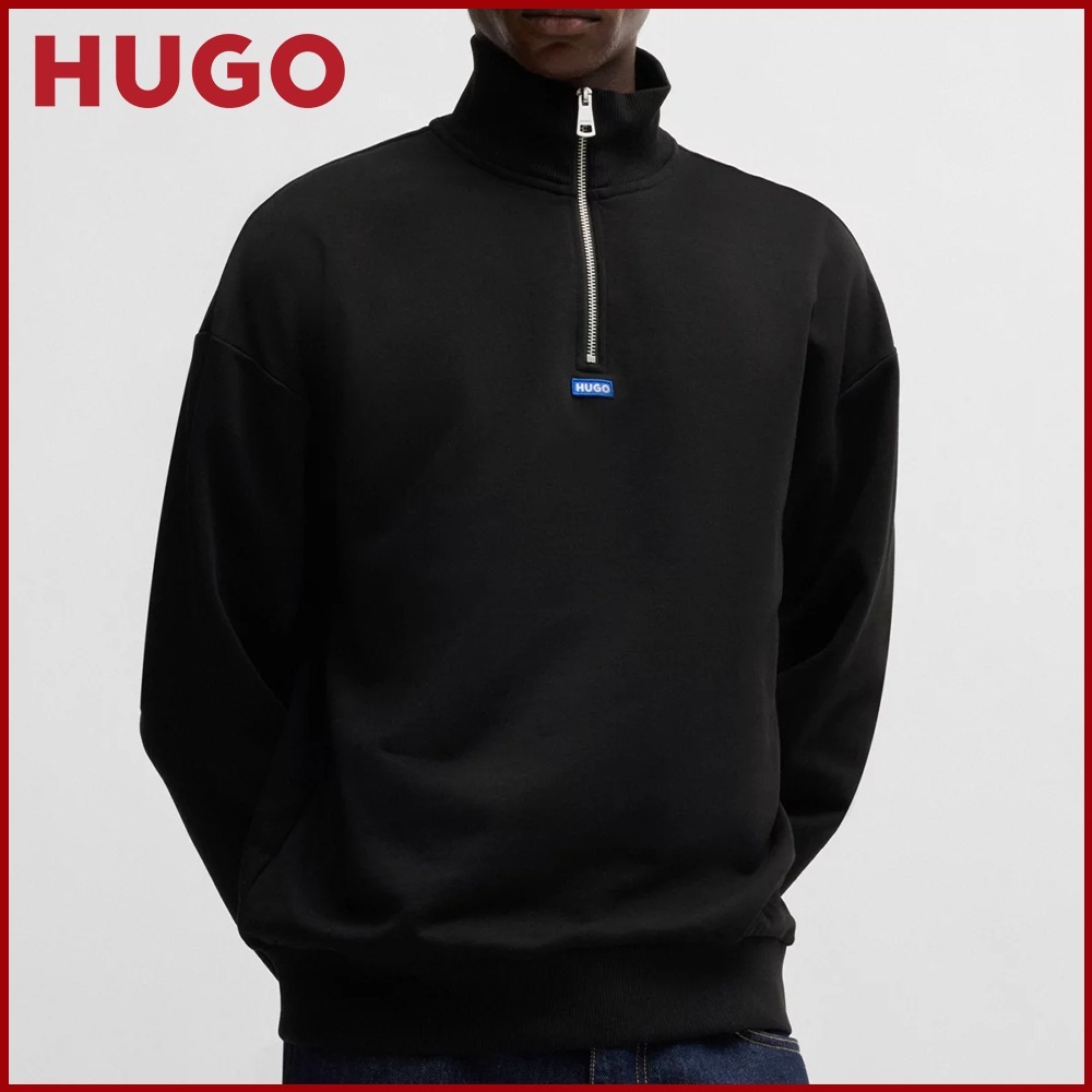 HUGO コットンテリー スウェットシャツ ジップクロージャー