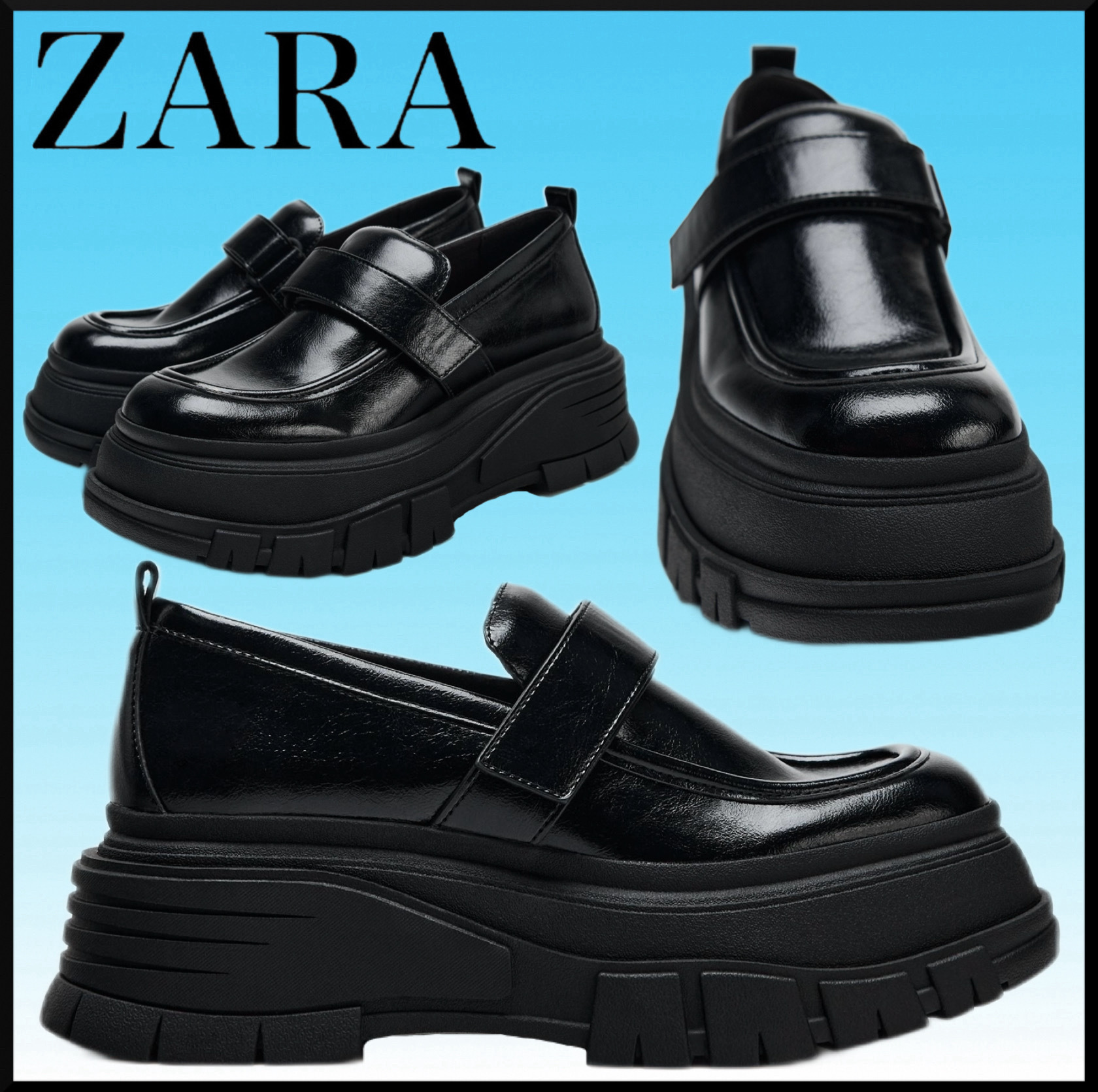 人気★ZARA プラットフォームローファー★シンプル ギフトに最適