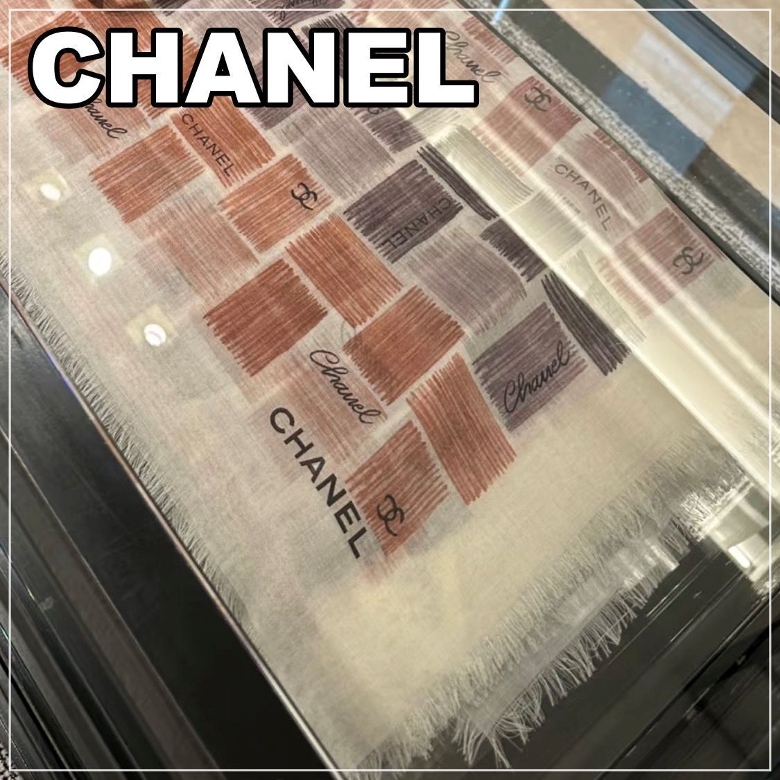 CHANEL 25C《手書き風ペイント♪》ストール WH