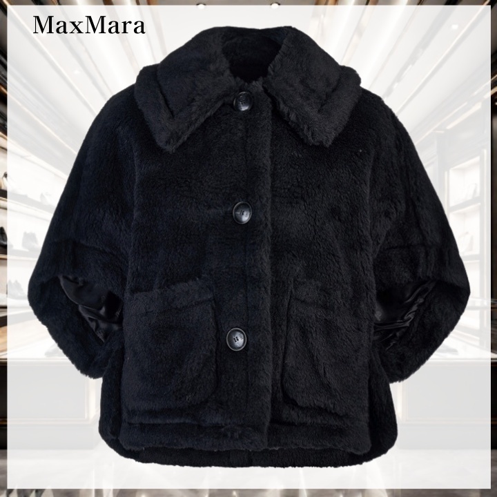 【MaxMara】NewTERZOテディケープ ブラック