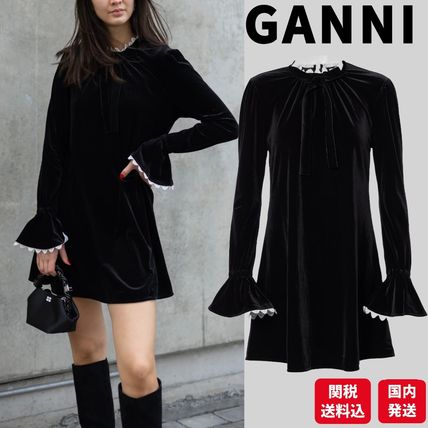 楽天市場】GANNI ガニー ワンピース Velvet Jersey Gathered
