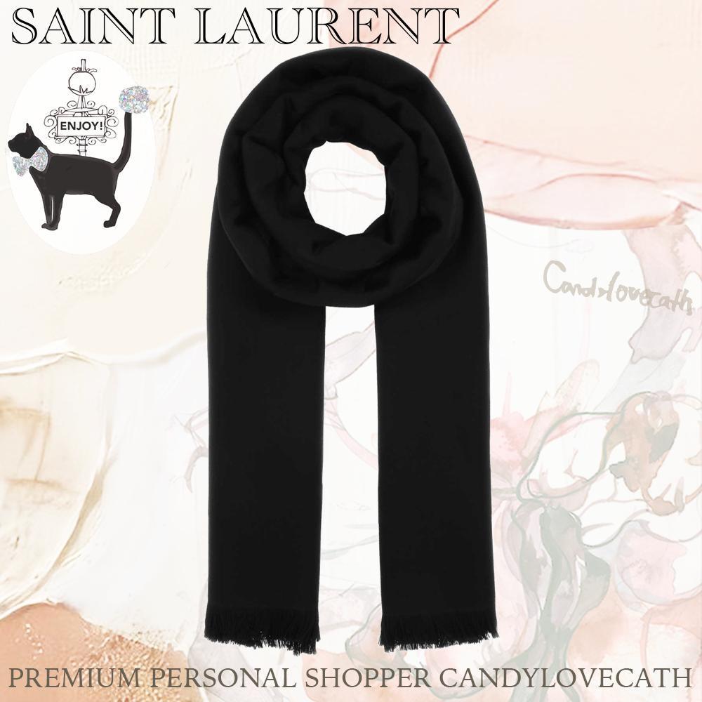 マフラー・ストール SAINT LAURENT Black Wool Scarf