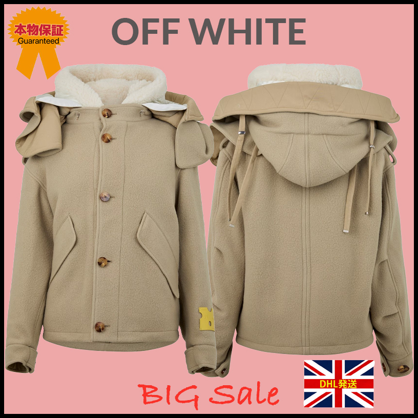 【OFF WHITE】BIG Sale★Wool Hooded ショートジャケット