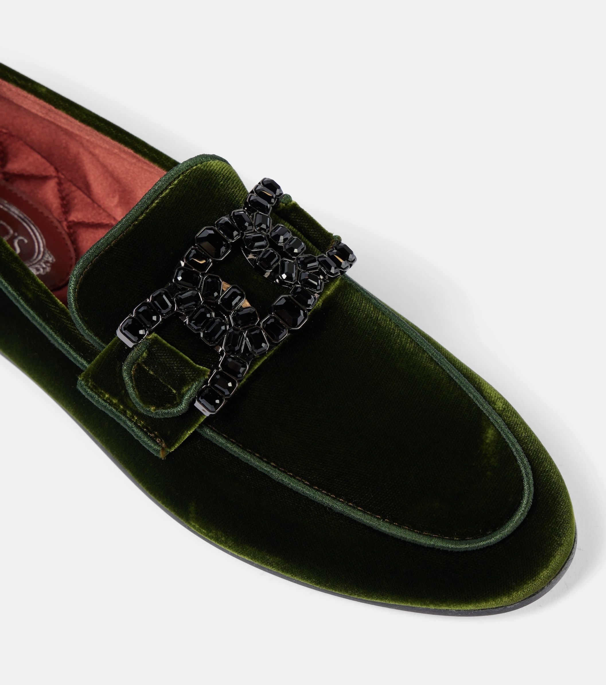 上品*TOD'S* Kate ベルベットローファー ビジューブローチ付 上品*TOD'S* Kate ベルベットローファー ビジューブローチ付