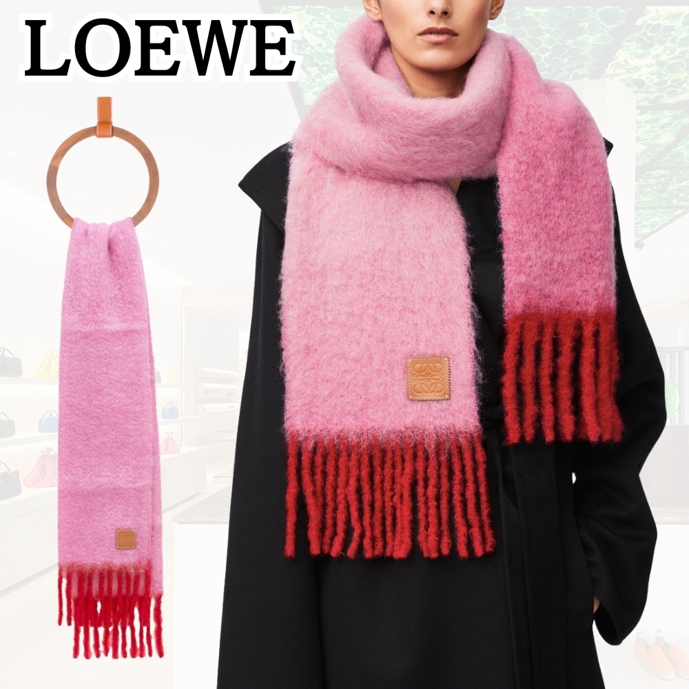 LOEWE*自由なスタイルの象徴*ピンク マフラー モヘア&ウール