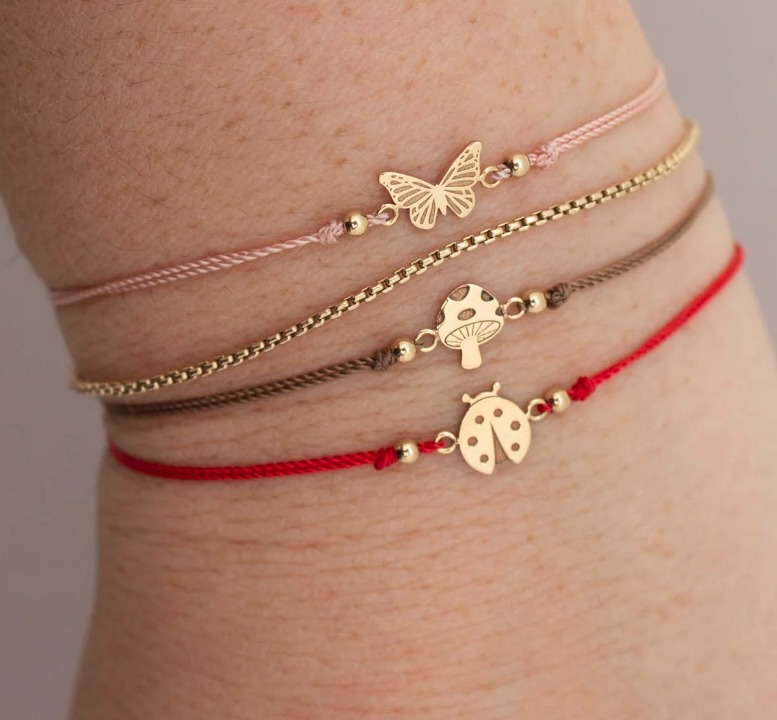 Zoe Chicco ブレスレット 14K ゴールド バタフライ きのこ