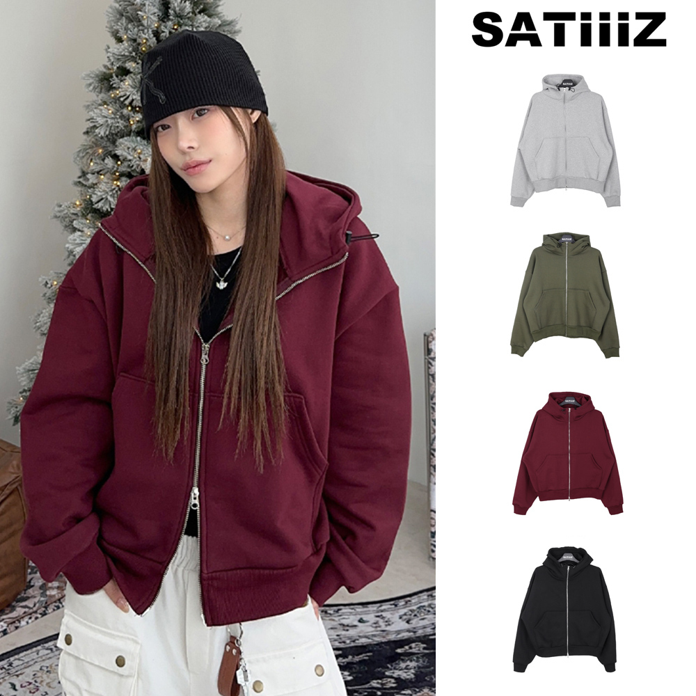 【SATIIIZ】Eseo High-Neck Brushed Hood Zip Up