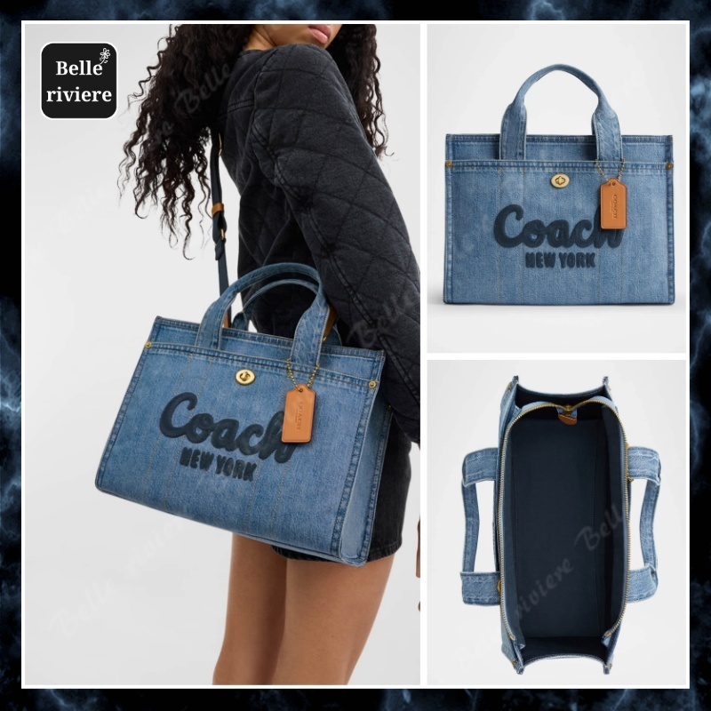24AW new/Coach カーゴデニムボックストートバッグ Bag Blue