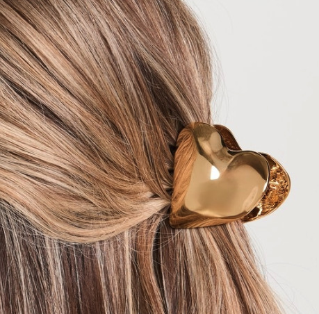 LELET NY ヘアーアクセサリー クリップ 髪留め ハート ゴールド