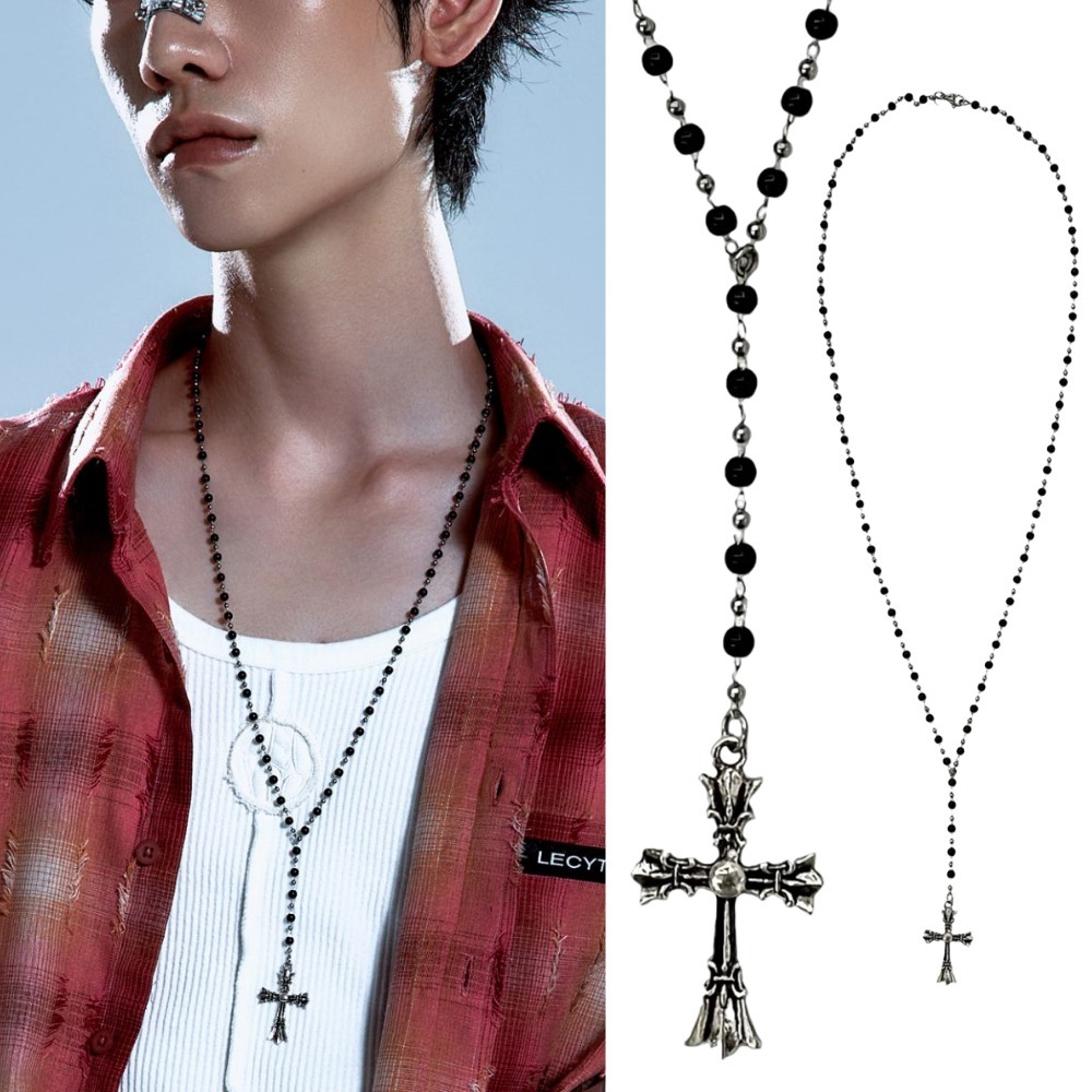 LECYTO★韓国★人気★男女兼用★Antique Mixxed Cross Necklace