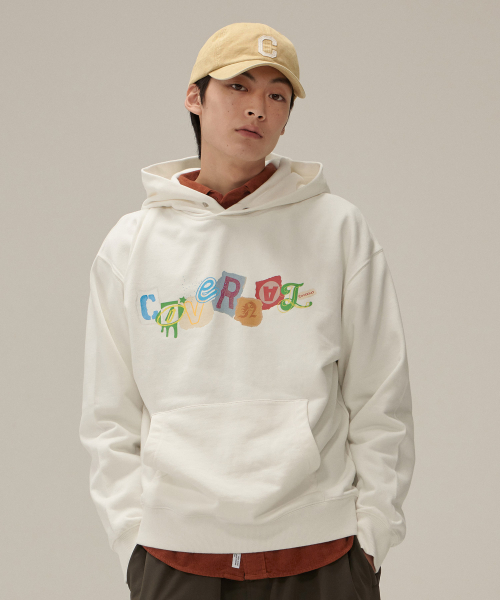 ★COVERNAT★ collage logo hoodie ivory