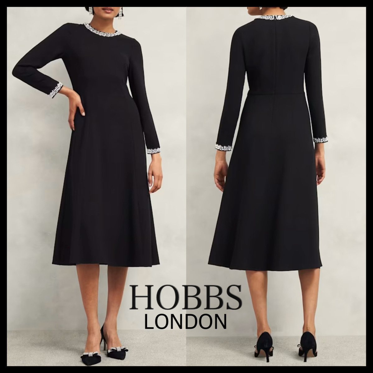 日本未入荷【HOBBS LONDON】Eugenie ビジュートリムドレス