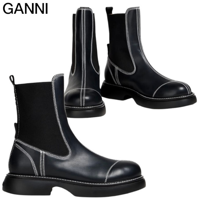GANNI【関税込み＊送料無料】フェイクレザー チェルシーブーツ