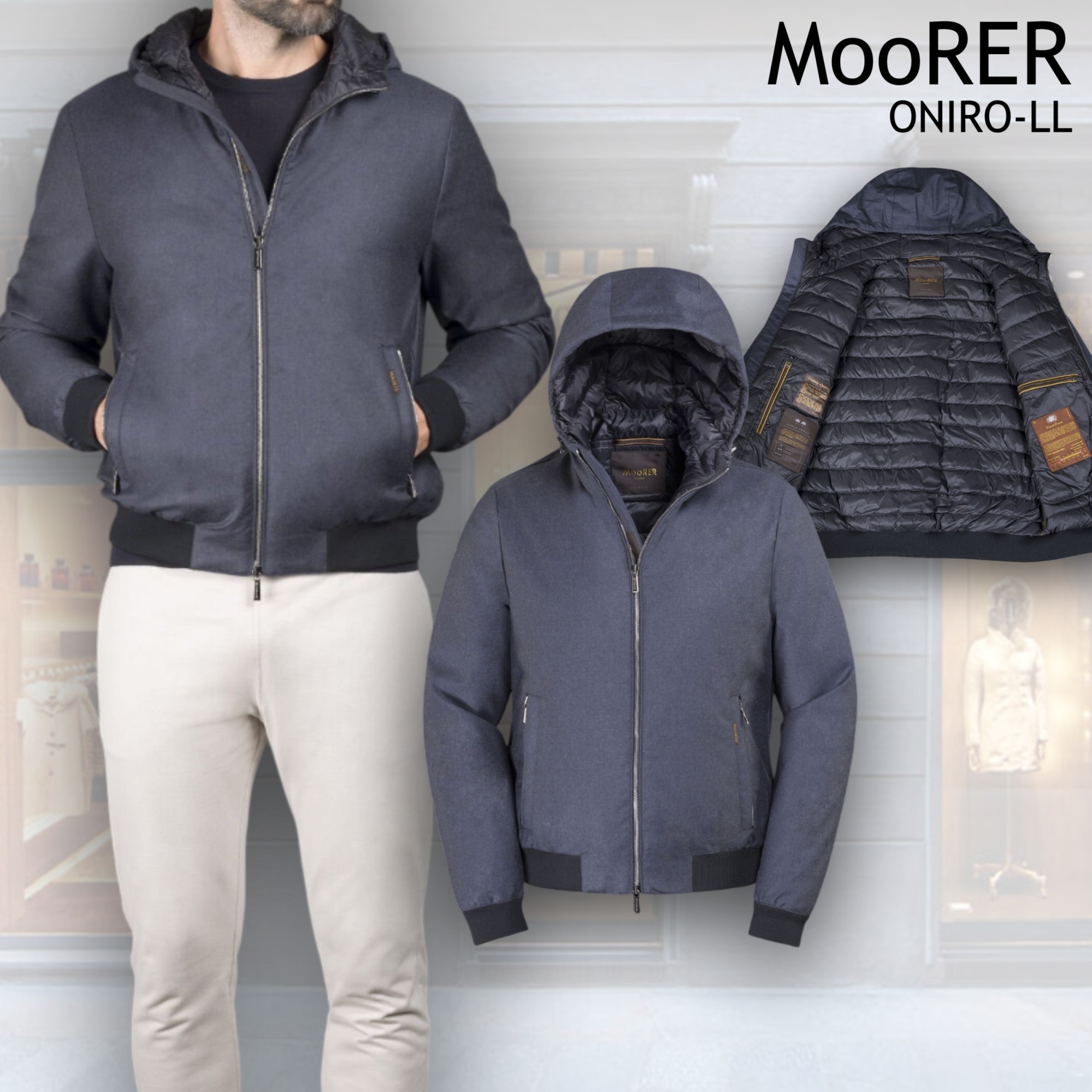 直営店買付【MooRER】ONIRO-LL ボンバージャケット Acqua