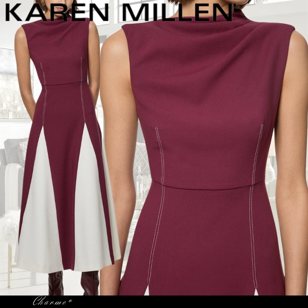 KAREN MILLEN ミディドレス ワンピース フレア ハイネック