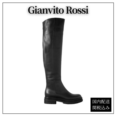 Gianvito Rossi◆レザー サイハイブーツ 4.5cm
