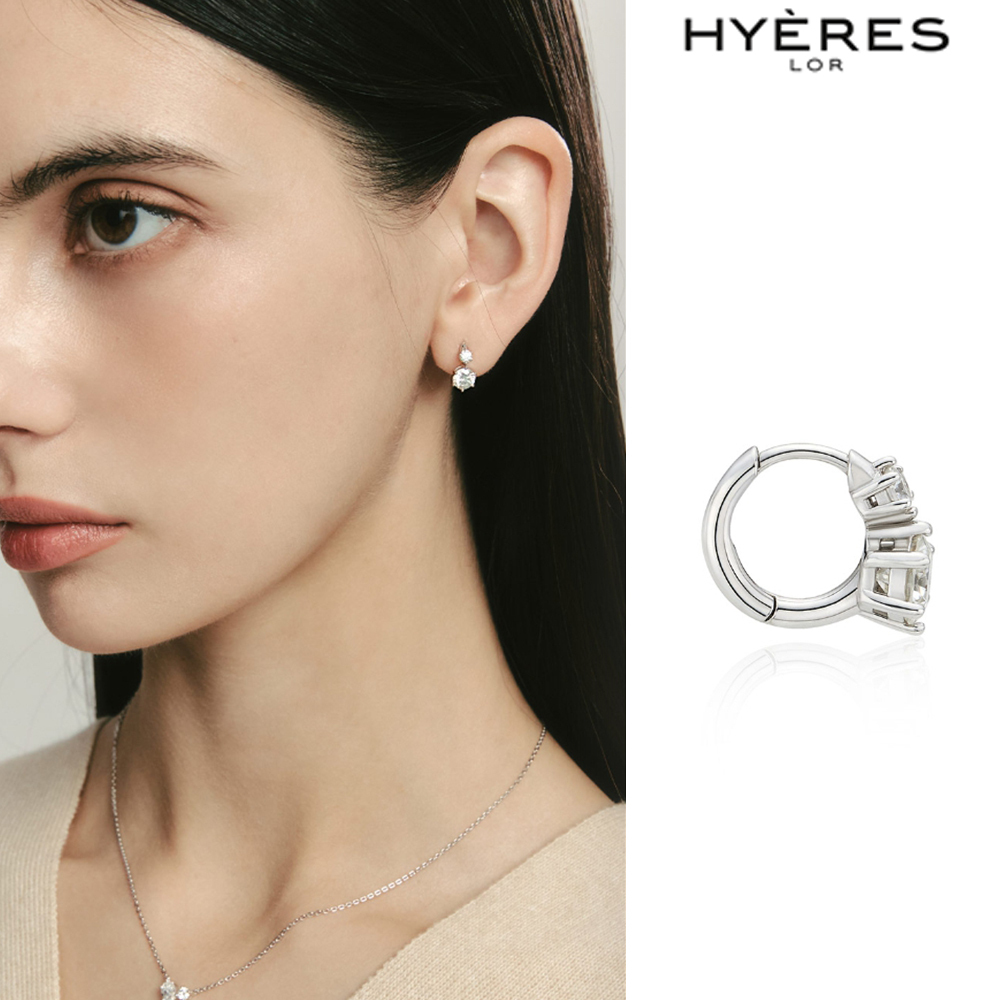 【HYERES LOR】24FW★ Essence Silver W Moissanite Earrings