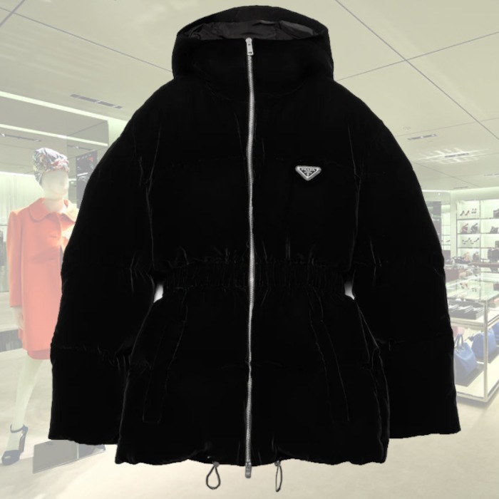 【24AW】ベルベット ダウンジャケット ◆プラダ◆人気