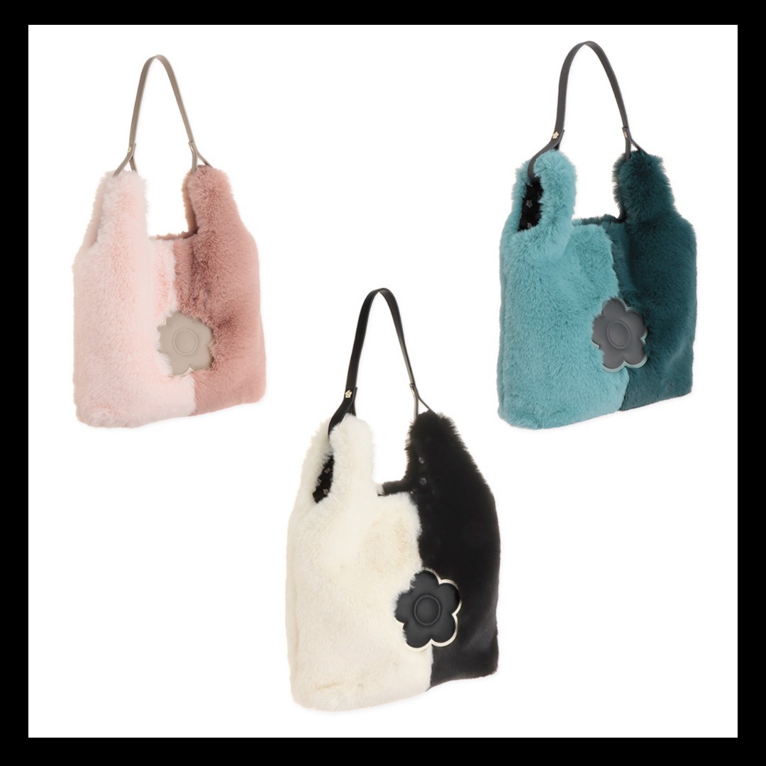 【ふわふわ♪】MARY QUANT デイジーパッチスムースファー トート