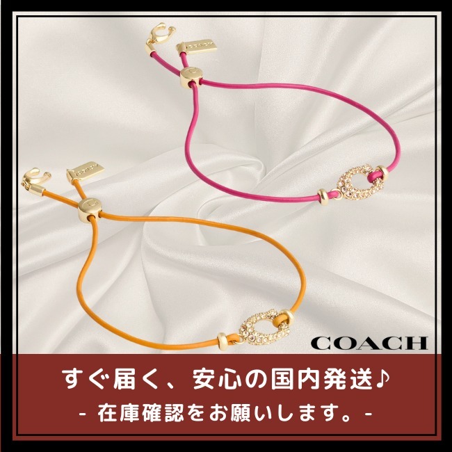 【COACH】パヴェ シグネチャー レザー スライダー ブレスレット